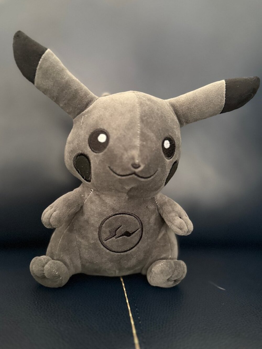 Pokémon Center Pikachu Fragment Collab Project Thunderbolt Plush Gray Black EUC